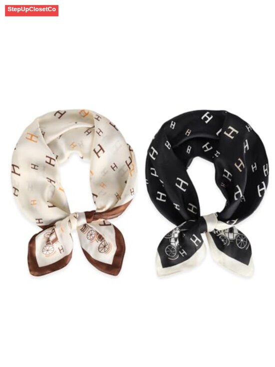 Accessories - Silk Feel Satin Square Headscarf for Women - Lightweight Versatile Neckerchief